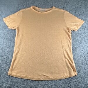 Luca Faloni T-Shirt Mens XL 100% Linen Crew Neck Peach Relaxed Fit Made in Italy